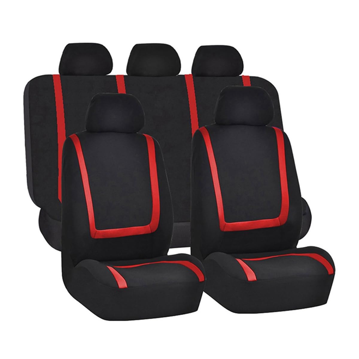 belomi car seat covers full set, breathable premium cloth automotive seat cover, universal front and rear seat covers, easy to install car accessories for most cars trucks suv (red)