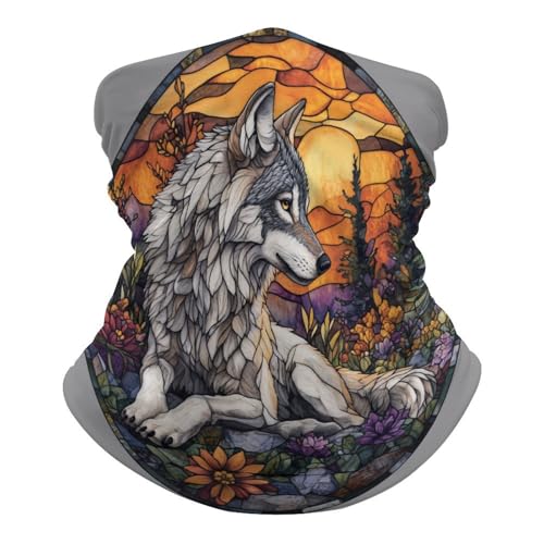 KWQDOZF Pañuelo para el cuello con diseño de lobo majestuoso sentado en el suelo, mascarilla, pasamontañas, bandana, tocado para hombres y mujeres