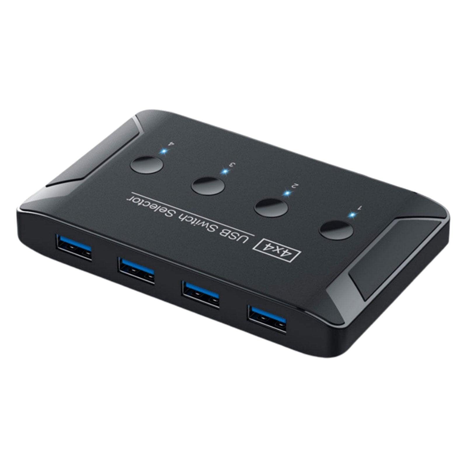predolo 5 Stück USB 3.0 Switch Selector 4-Port Umschalter USB Peripheriegeräte Hub Adapter Werkzeugloses Umschalten für Büro Heim Arbeitsplatz