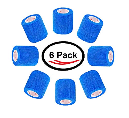 Prairie Horse Supply Vet Wrap Tape Bulk, Self Adherent Wrap Tape Stick Bandage, Grip Roll 2 Inches Wide x 15 Feet Long 6 Rolls - Blue - Thumbnail 5