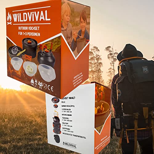 WILDVIVAL Outdoor Camping-Geschirr für 1-3 Personen, die Campingküche 12-teilig - Campingkocher-Set mit Kochtopf… - Image 3