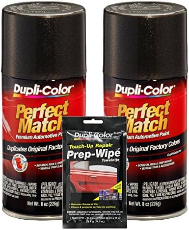 Dupli-Color Universal Black Metallic Exact-Match Automotive Paint (8 oz) Bundle with Prep Wipe Towelette (3 Items)