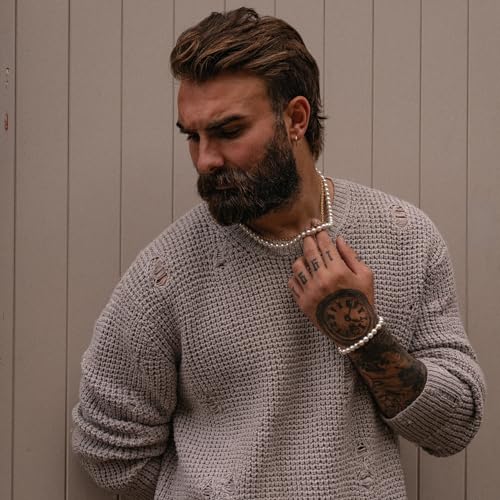 Forge & Foundry Men's 8mm Shell Pearl (Man-Made) Bracelet [Small, Medium, Large and Adjustable Sizing Options] | Marlow | Refined Hand-Crafted Jewelry, Designed by Jewelers, Forged for Men [Marlow]4