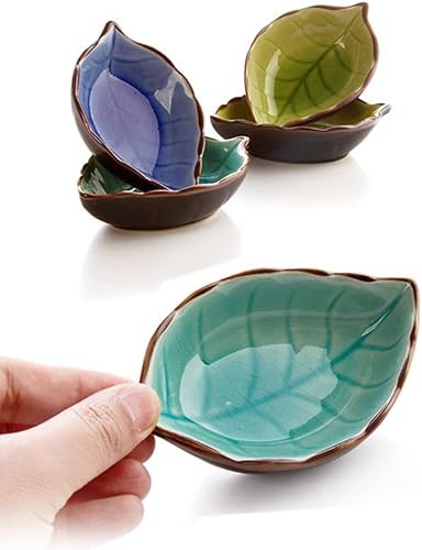 Miniatura 2 de 4 cuencos creativos en forma de hoja de cerámica para salsa de soja, platos de frutas pequeñas, postre aperitivo, platos para servir, vajilla para
