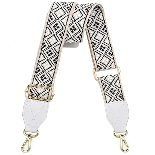 Image of Purse Strap,1.5 inch Leather End Shoulder Strap Adjustable Replacement,Retro Multi-Pattern Crossbody Bag Straps