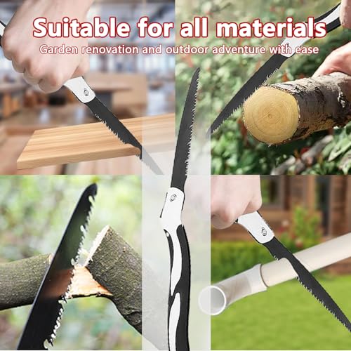 TenaLucy Astsäge Klappbar,2 Stück SK5-Sägeblatt 210mm Handsäge Astsäge Klappsäge Klappbare mit Sicherheitsverschluss Outdoor Gehärtetes Rutschfester Softgriff,für Garten,Holz,Camping