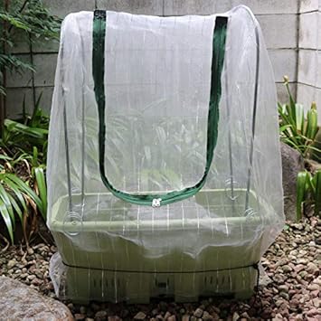 Amazon ファスナー付き プランター用菜園用らくらく防虫ネット 園芸用防虫ネット 網目0 75mm 作業窓1カ所 銀線入り白色 組立支柱仕様 1個売り 防鳥 防獣ネット