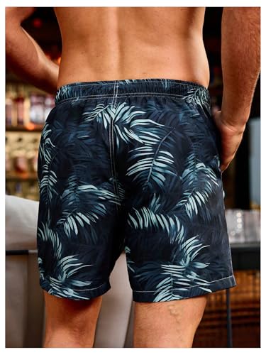 Men's Boho Tropical Swim Trunks Drawstring Waist Beach Shorts with Pockets2