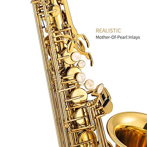 Eastar Professional Alto Saxophone E Flat Alto Saxophone Eb Saxophone Gold With Cleaning Cloth, Carrying Case, Mouthpiece, Neck Strap, Reeds And Stand, Alto Saxophone Full Kit, As-Ⅲ #TOP4