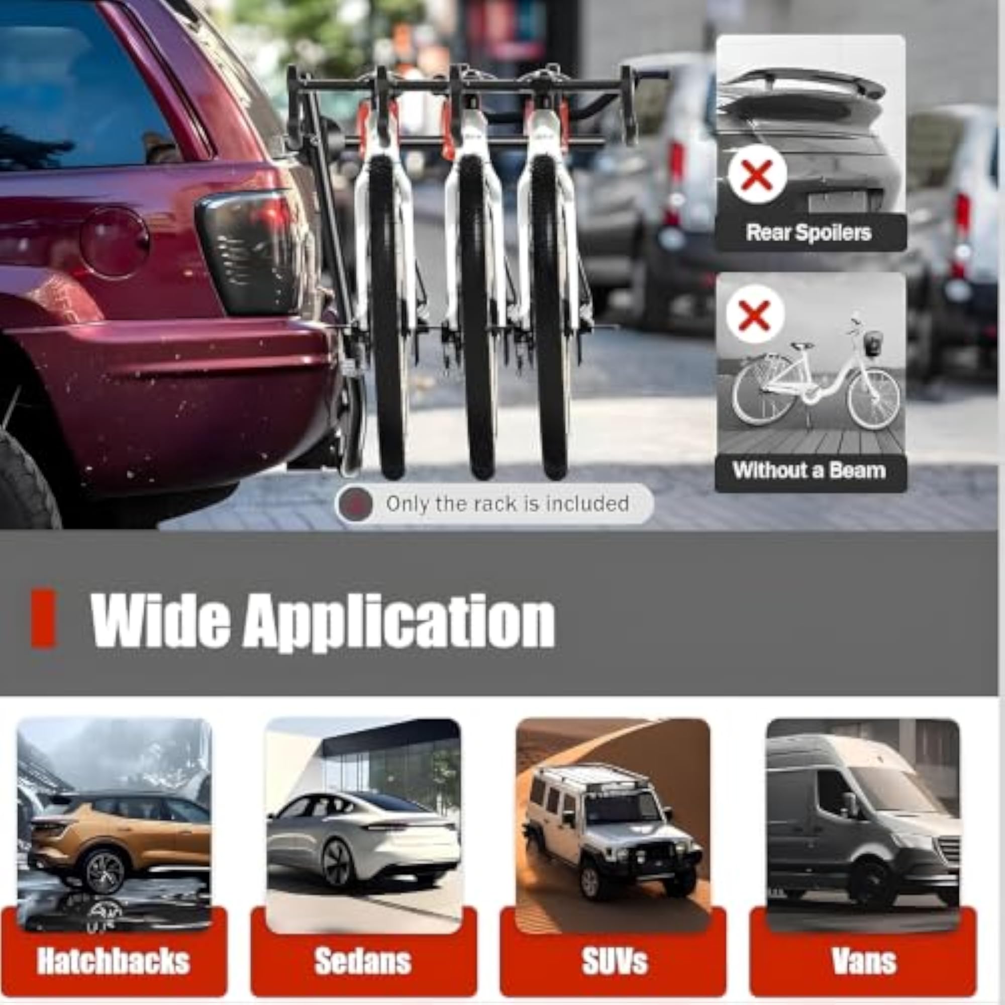 Universal Rear Mounted 3 Bike Car Carrier Rack