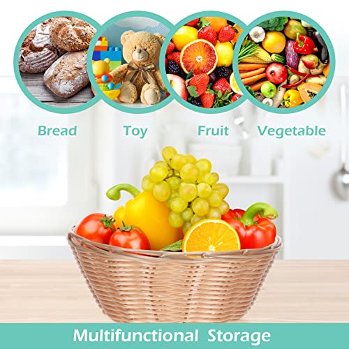 30 Pcs Plastic Round Basket Bulk 7'' Woven Bread Baskets For Serving Small Gift Baskets Empty Food Storage Basket For Graduation Gifts Fruit Vegetables Kitchen Restaurant Party Centerpiece Display #TOP2