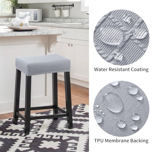 Image of YISUN Stool Covers Rectangle - 4 Pack Stretch Waterproof Saddle Seat Cover Counter Bar Stools Bar Chairs Covers Kitchen Island Chairs Cushion Protector