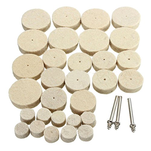 33pcs Wool Felt Polishing Buffing Wheel Mixed Set Buffing Wheels Accessory for Rotary Tools