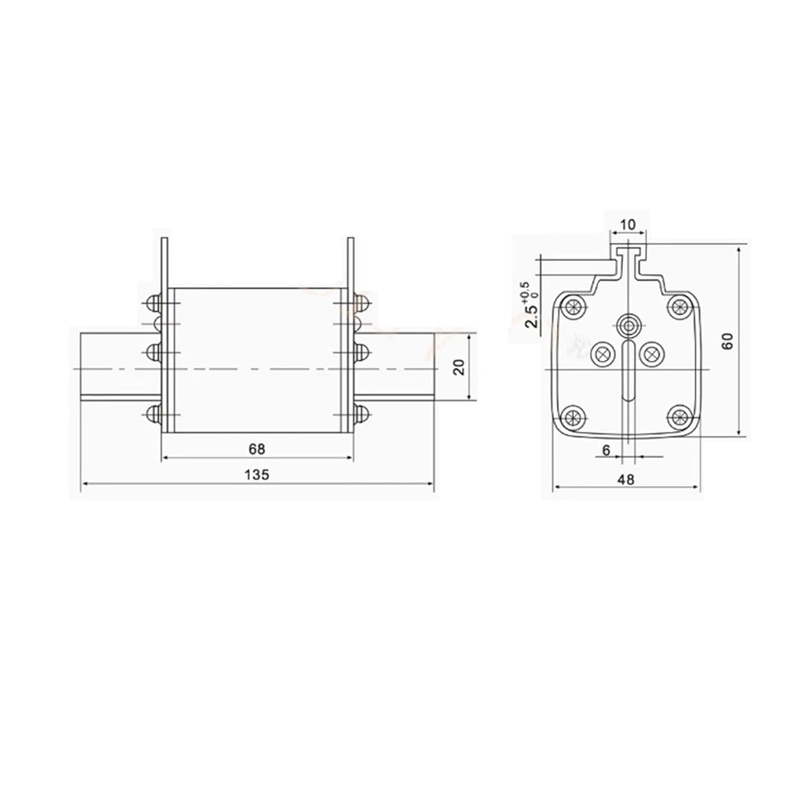 Portafusibile base fusibile 125A rapido fusibile ceramico