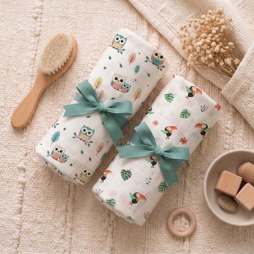 Image of Blushbaby Premium Muslin Swaddle Wrap for Newborn Baby Pack of 2 | 120 GSM, 100x100 cm | Ultra Soft Breathable Malmal Baby Swaddle Blanket, Lightweight Baby Wrap, Blanket for Infants