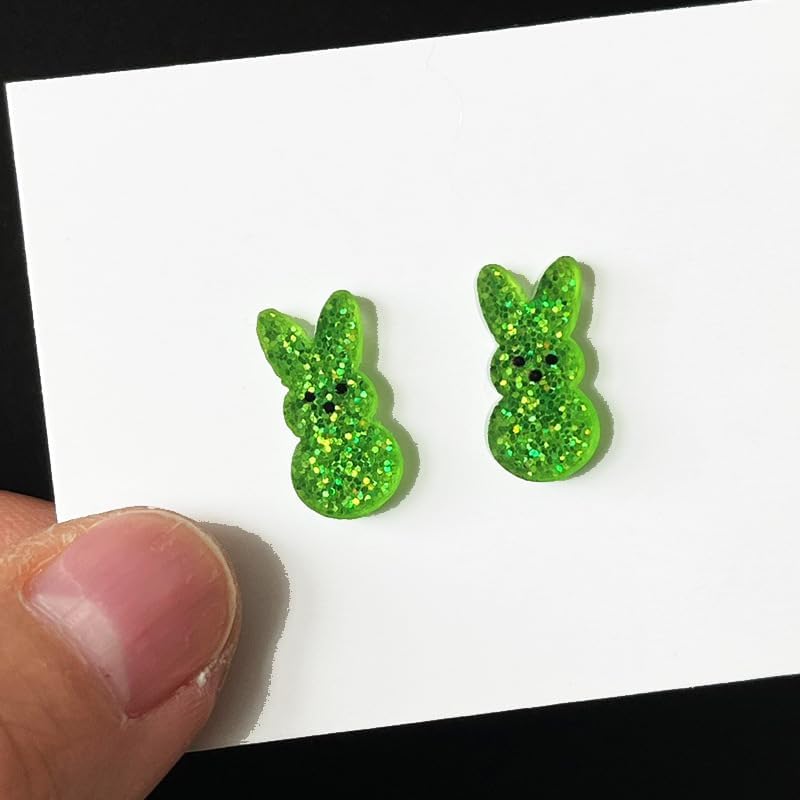 Happy Easter Earrings Set Shinning Rabbit Acrylic Drop Dangle Earrings Set Cute Easter Eggs Bunny Mushroom Resin Stud Earrings Flower Animals Earrings Holiday Party Jewelry Gifts - Image 5