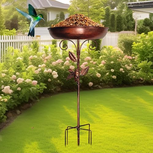 Baños de pájaros de metal vintage antioxidación para terraza exterior 3