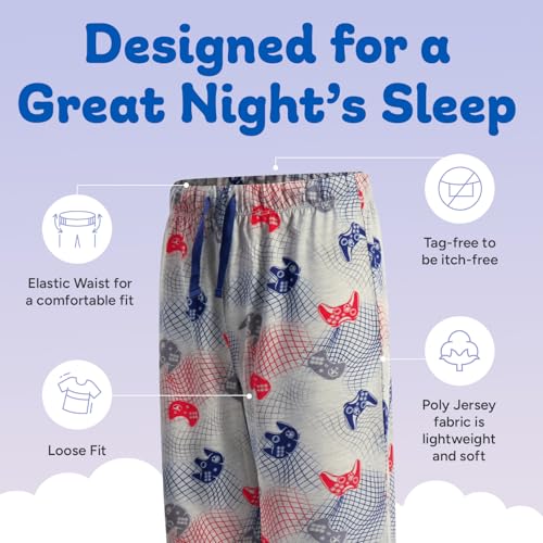 Image of US Angels Boys Pajamas Set | 3-Piece Pant, Shirt, Shorts Sleepwear Pjs for Kids | Loose Fit, Soft, Breathable Blue Plaid