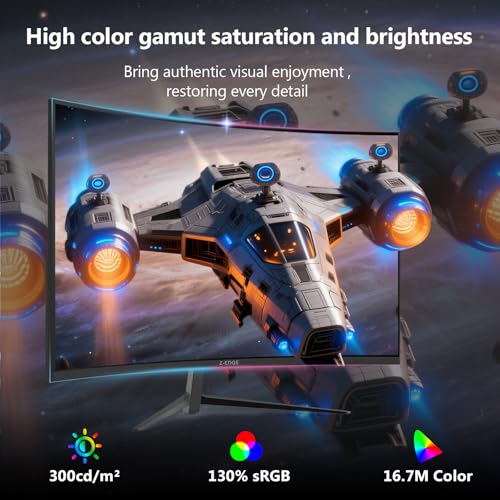 Z-Edge 27 Inch QHD Curved Gaming Monitor 165Hz 1ms MPRT 2K 2560x1440 16:9 Curved Screen, Ultra-Thin Bezel, FreeSync, DisplayPort(165Hz) & HDMI(144Hz), VESA Mountable, Black - Image 3