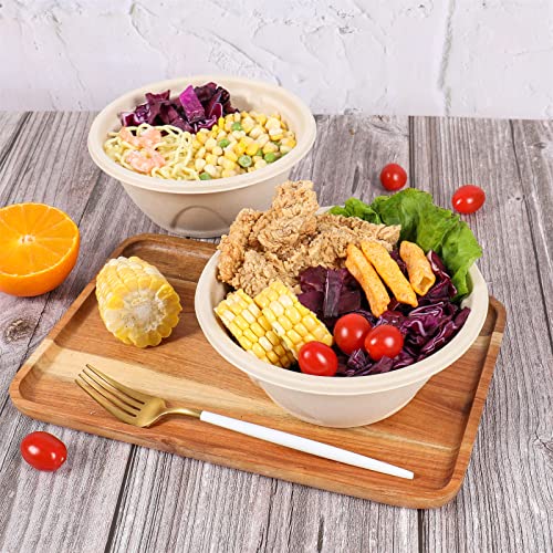 Jayeey 33Oz Round Disposable Bowls With Lids, Bamboo Fiber Biodegradable Paper Bowls  Take Away Food Containers Eco-Friendly Plant Fibers Microwave & Freezer Safe 50 Pack #TOP3