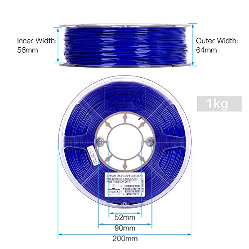 fantaxi PETG 1.75mm Impressora Filamento de Impressão 3D Consumíveis Precisão Dimensional: +/- 0,05m