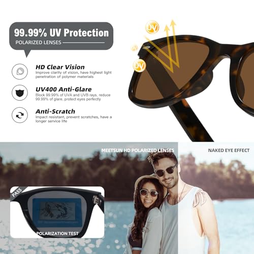 Image of MEETSUN Polarized Sunglasses for Women Men Classic Retro Square Frame Driving Sun Glasses UV Protection