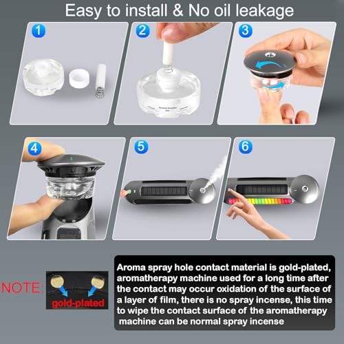 Image of Solar Smart Car Air Freshener, Car Diffuser with Auto On /Off, Aluminum Alloy, 3 Mode Adjustable, Built-in Battery, Ambient Light, Essential Oil Diffuser Car Accessories for Men Blue