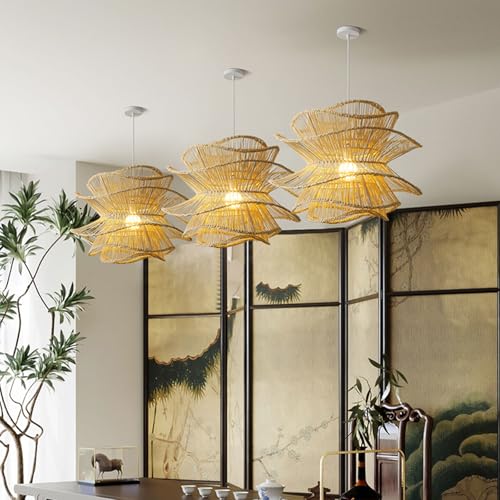 Lampe de table à manger en osier E27 suspension pour chambre d'hôtes