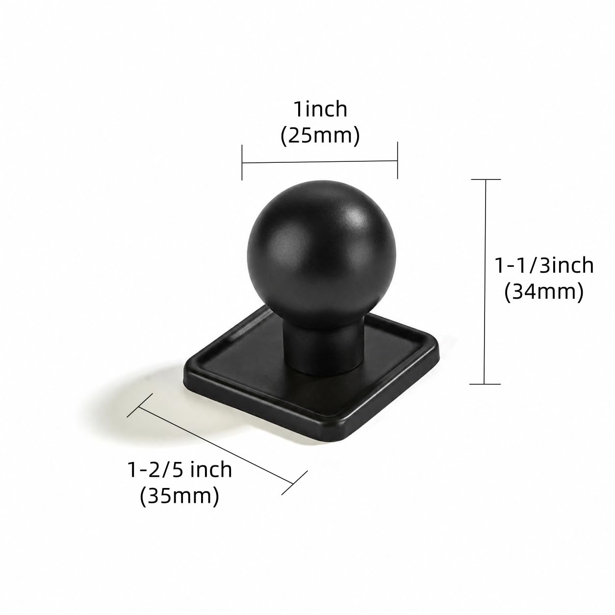 KHTUMEWARE-KH316 Round Knob, Matte Black, 1-3/8 in (35 mm), 2-Pack in Matte Black — KHTUMEWARE