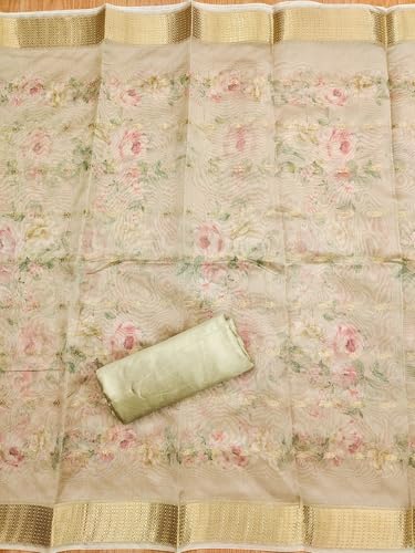 Image of Pandadi Saree Women's Organza with Handwork Embellishments Unstitched Salwar Suit Dress Material