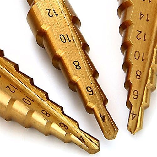 ACENIX® 3 Pcs Large HSS Steel Step Cone Drill Titanium Bit Set Hole Cutter 4-12/20 / 32mm