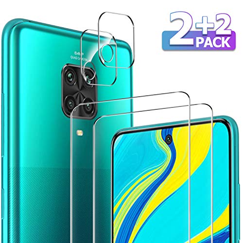 Yocktec für Xiaomi Redmi Note 9 Pro/Note 9 Pro Max/9S Panzerglas+Kamera Panzerglas[2+2 Stück],9H Transparent Hartglas Blasenfrei Schutzfolie Displayfolie Passt Ersatz für Redmi Note 9 Pro
