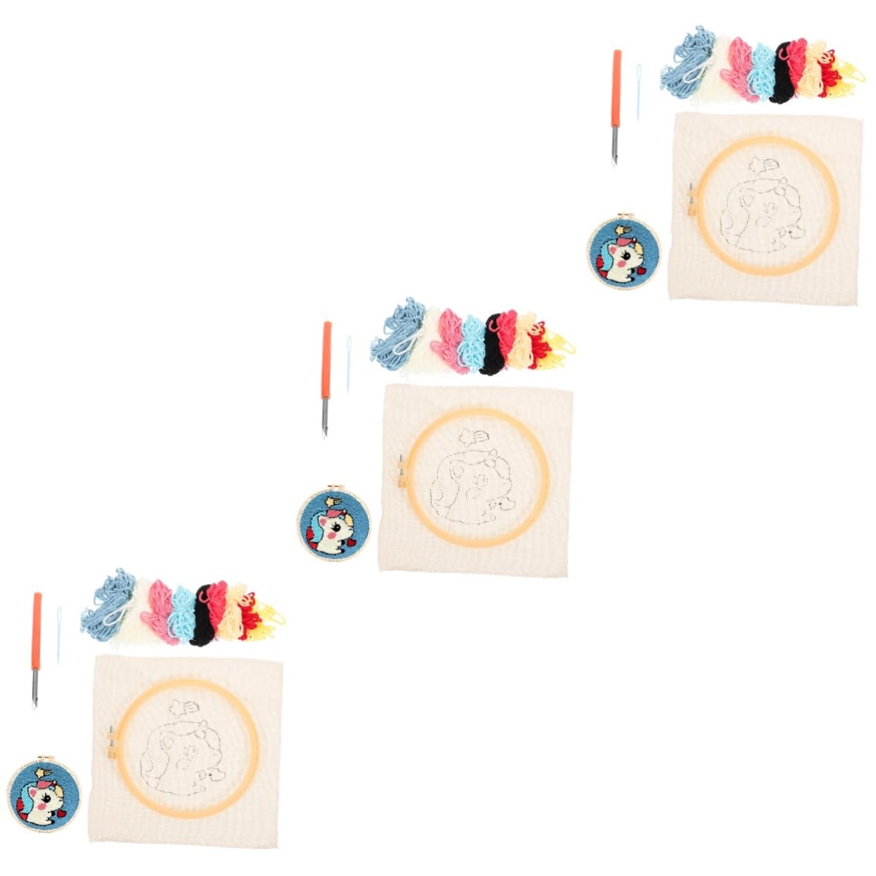 Lurrose 3juegos Kit De Bordado Para Principiantes Conjunto De y Accesorios Para Manualidades Diy y Creativos