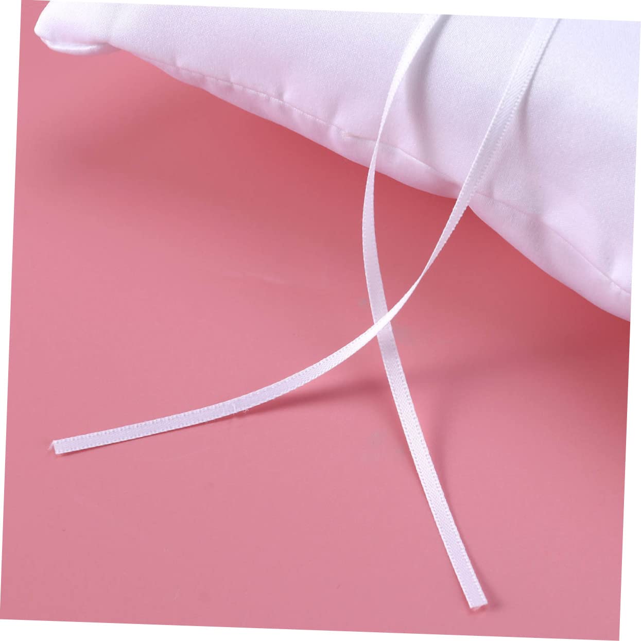 Coussin D'alliances Mariage 4 Pièces 20x20cm Blanc Satin Ruban