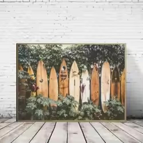 Tableau surf et palmier pour décoration de club de surf moderne 60x90cm