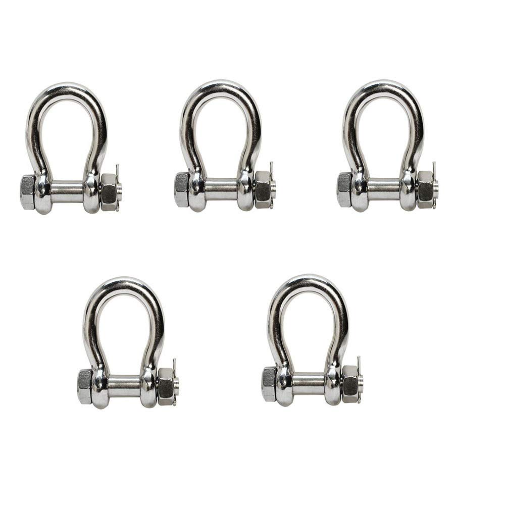 5 Pc 1/4'' Bolt Pin Anchor Shackle Marine Stainless Steel 316 D Ring Bow Rigging