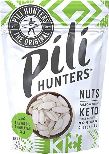 Pili Hunters - Wild Sprouted Pili Nuts, Coconut Oil and Himalayan Salt (5oz Bag) Keto/Paleo/Vegan Snacks, Low Carb Energy, Gluten Free, No Sugar Added, Superfood