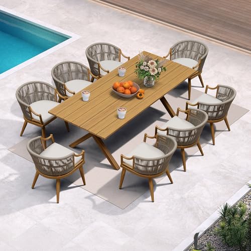 PURPLE LEAF 9 Pieces Outdoor Dining Set All Weather Wicker