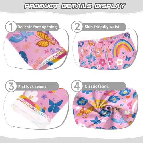Pink Rainbows Flower Butterfly Girls Leggings Kids Yoga Pants Dance Active Tights 4T3
