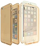 iPhone 6 Plus / 6s Plus Case,Bastex Slim Fit Front and Back Full Body Protective Crystal Two Pieces TPU Clear Cover Bumper with Gold Tint, Wraps Around and encases Phone for iPhone 6S Plus 5.5'