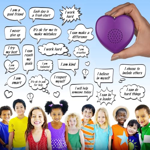 Talking Products, Purple Heart Affirmations MP3 Sound Button. 30 Pre-Recorded Motivational & Positive Quotes to Improve Children’s Mental Health. Build Self-Esteem, Combat Anxiety and Low Confidence. - Image 4