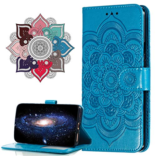 MRSTER - Funda de Piel para Samsung Galaxy J4+, [Stand Support] [Porta Tarjetas de crédito] [Cierre magnético] Funda para Samsung Galaxy J4 Plus 2018. LD Mandala Blue