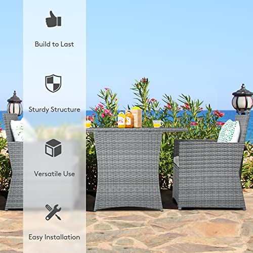 image for Tangkula 3 Pieces Patio Dining Set, Patiojoy Space-Saving PE Rattan Bi