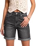 luvamia Women's Denim Shorts - Summer Jean Stretch Shorts, Black Jorts for Country Concert Outfits, Size X-Large 16 18