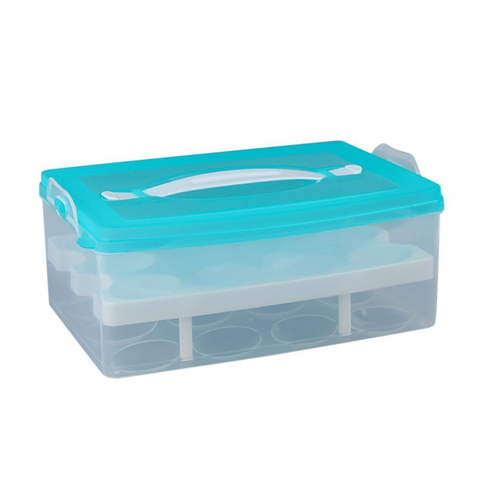 Glive's Fridge Egg Storage Box Tray Egg Holder Container Egg Storage Basket for Refrigerator and Kitchen (Two Layer 24 Grid)-image-3