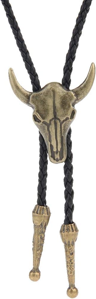 GelConnie Native American Bolo Tie Rodeo Cowboy Leather Necktie Western Necklace Costume Accessories for Men,Women