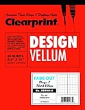 Clearprint 1000H Design Vellum Pad with Printed Fade-Out 4x4 Grid, 16 lb., 100% Cotton, 8-1/2 x 11 Inches, 50 Sheets, Translucent White (10004410)