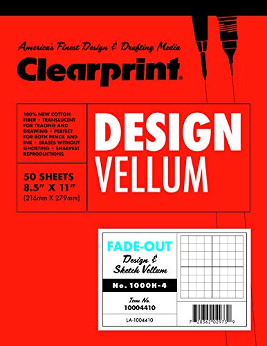 Bloc vélin Clearprint 21,6 x 27,3 cm 50 feuilles blanches pour tracé