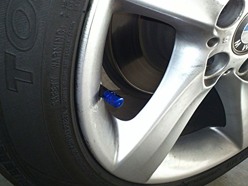 Ijdmtoy (4) Tuner Racing Style Blue Aluminum Tire Valve Caps (Hexagon Shape) #TOP3