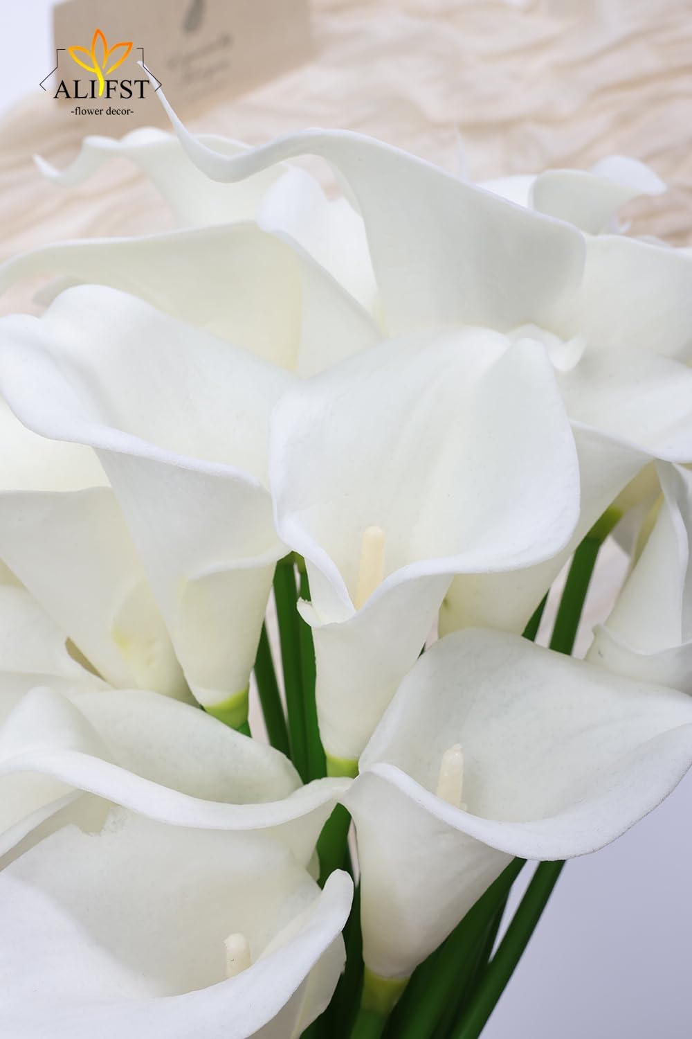 30Pack Real Touch PU Latex Artificial Calla Lily Flowers for Wedding Party and Home Decor-White